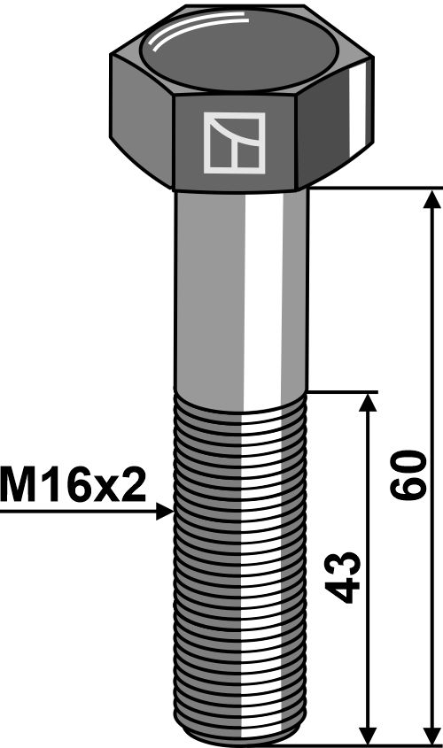 Hexagon bolts DIN931 - 8.8 without nut - M16x2