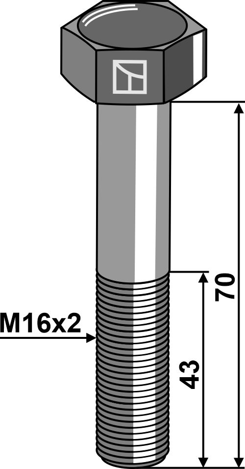 Śruby z łbem sześciokątnym DIN931 - 8.8 bez nakrętki - M16x2