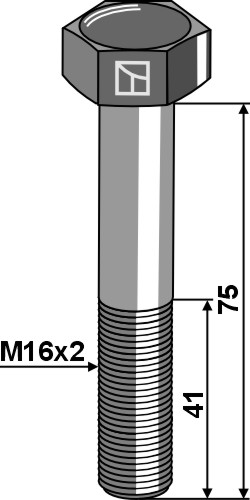 Sechskantschraube M16x2x75 ohne Mutter