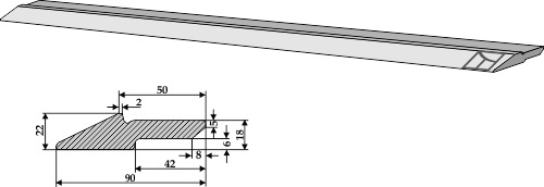 Schürfschiene ST70-2 - 90x22x1000