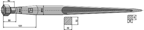 Frontladerzinken 1250 geeignet für: Kverneland  Frontladertand, Balenklemhaak