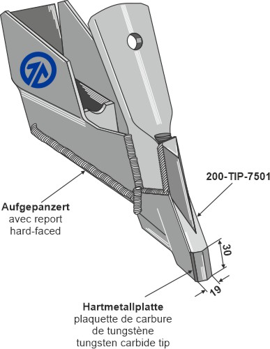 Schnell-Wechsel-Säschar - 19mm geeignet für: Лапы и сменные наконечники для приваривания BOURGAULT