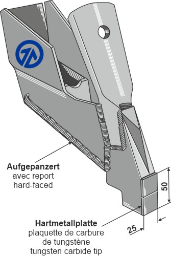 Schnell-Wechsel-Säschar - 25mm geeignet für: Hurtigt skiftelige såskær og spidser - påsvejsningsspids BOURGAULT