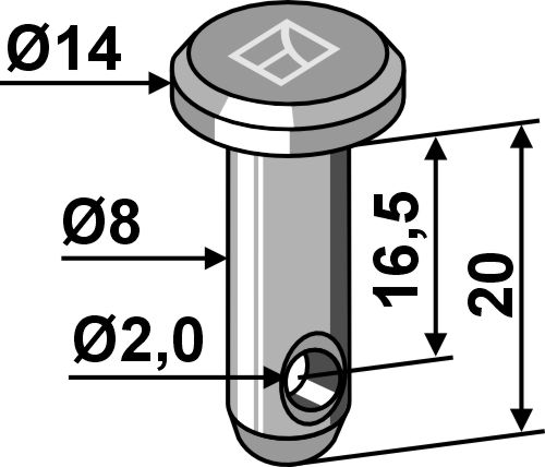 Cavilha com furo para chaveta Ø8x20