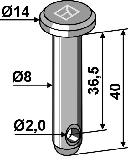 Cavilha com furo para chaveta Ø8x40