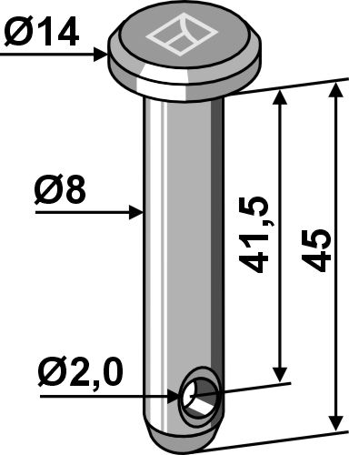 Cavilha com furo para chaveta Ø8x45