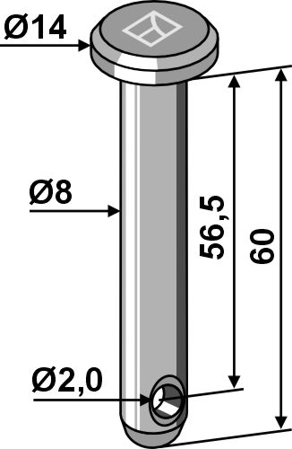 Cavilha com furo para chaveta Ø8x60