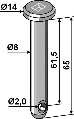 Cavilha com furo para chaveta Ø8x65