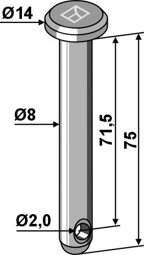 Cavilha com furo para chaveta Ø8x75