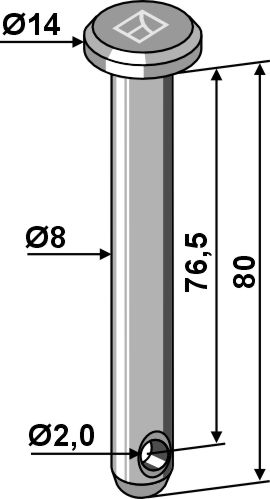 Cavilha com furo para chaveta Ø8x80