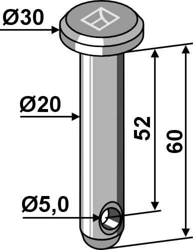Cavilha com furo para chaveta Ø20x60