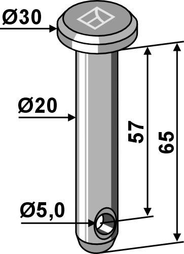 Cavilha com furo para chaveta Ø20x65