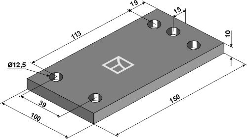 Halteplatte 150x10x100