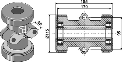 Lager komplett für 30x30 Vierkantwellen