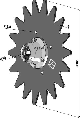 Andruckrolle Ø310 geeignet für: Väderstad Räumstern