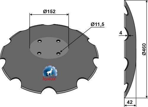 Gezahnte Scheibe mit flachem Ansatz - Ø460 geeignet für: Scheiben für Kurzscheibeneggen - NIAUX