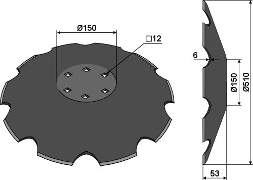 Gezahnte Scheibe - Ø510х6 geeignet für: Scheiben für Kurzscheibeneggen - NIAUX - Ø510