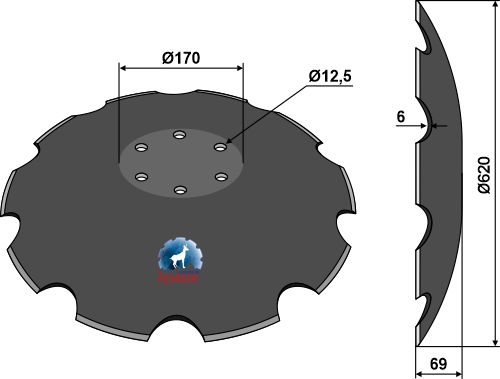Disco dentado  Ø620x6 geeignet für: Discos para gradas rápidas - NIAUX - Ø620