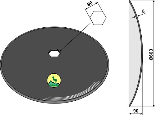 Plain discs for assembling on hexagon shafts