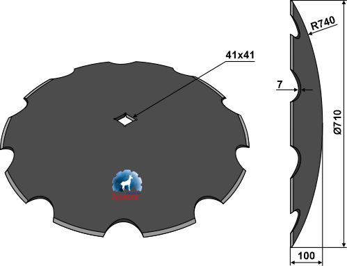 Gezahnte Scheibe Ø710x7 geeignet für: Grégoire Besson Disc concav