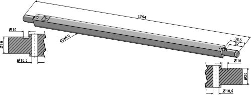 Square shaft 40x40 - 1294mm geeignet für: Güttler Square shafts