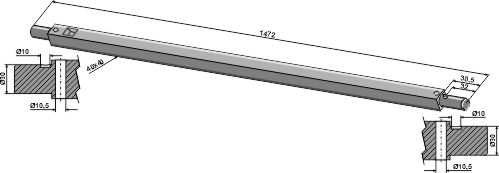 Square shaft 40x40 - 1472mm geeignet für: Güttler Square shafts