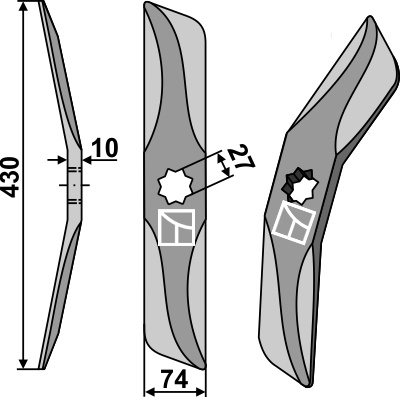 Rollspatenmesser aus Borstahl, rechts geeignet für: Rabe