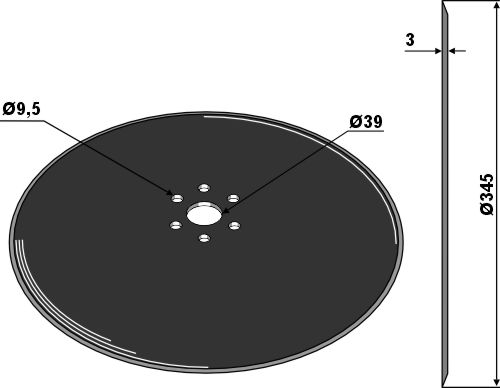 Disco de siembra Ø345x3 geeignet für: Köckerling Discos de siembra
