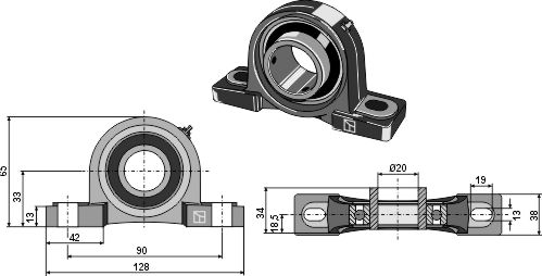 Stehlager UCP - Ø20