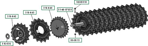 Zahnwalze 1800mm geeignet für: Güttler Zahnwalzenringe