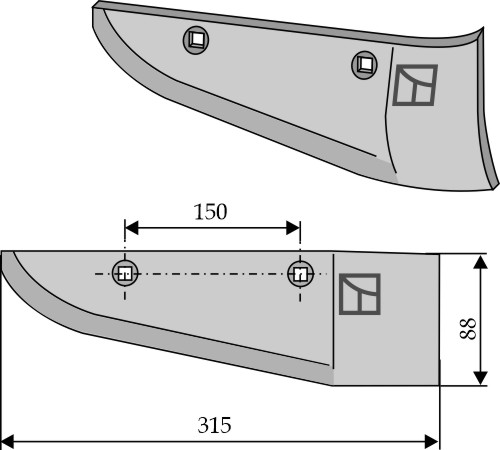 Schar für Rübenroder, rechte Ausführung geeignet für: Stoll Rübenroderschare