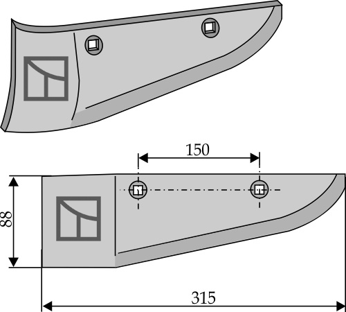 Schar für Rübenroder, linke Ausführung geeignet für: Stoll Rübenroderschare