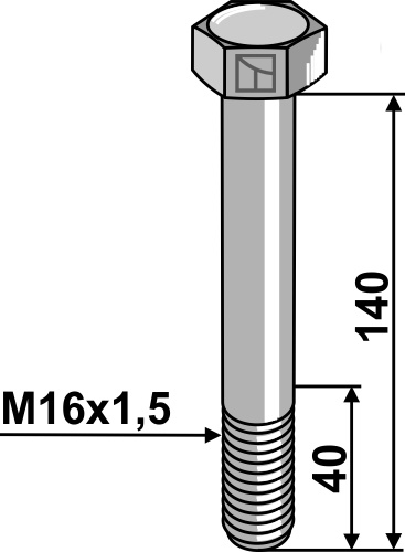 Parafuso sextavado com rosca fina M16x1,5
