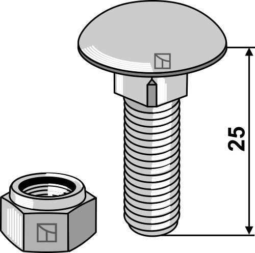 Flachrundschraube M10x1,5x25 mit Selbstsichernder Mutter