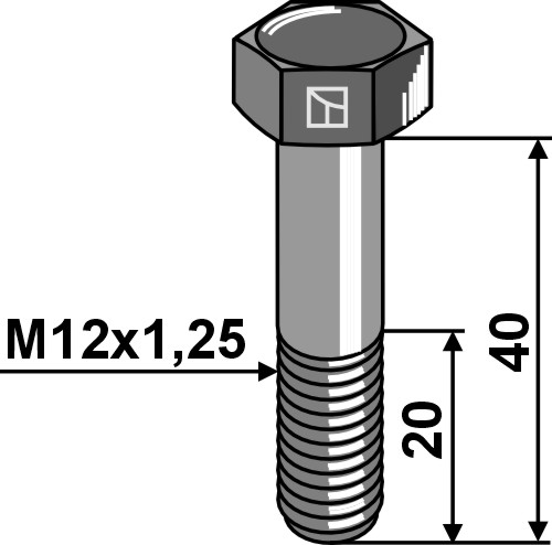 Hexagon bolt with metric fine thread - M12x1,25x40 - 12.9