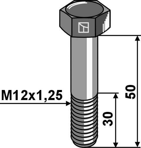 Śruby sześciokątne z gwintem drobnozwojnym M12x1,25