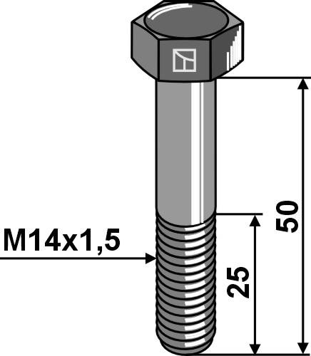 Sechskantschraube mit Feingewinde - M14x1,5X50 - 12.9