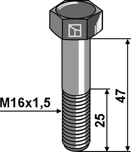 Sechskantschraube mit Feingewinde - M16x1,5X47 - 12.9
