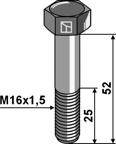 Sechskantschraube mit Feingewinde - M16x1,5x52 - 12.9