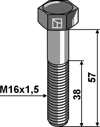 Sechskantschraube mit Feingewinde - M16x1,5x57 - 12.9