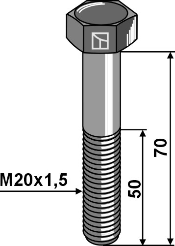 Śruby sześciokątne z gwintem drobnozwojnym M20x1,5