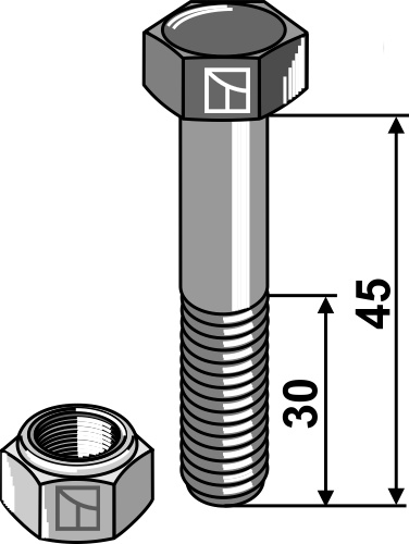 Hexagon bolts with self-locking nuts - M12x1,75