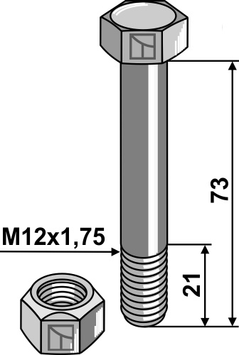Schraube mit Sicherungsmutter - 10.9 geeignet für: Mulag