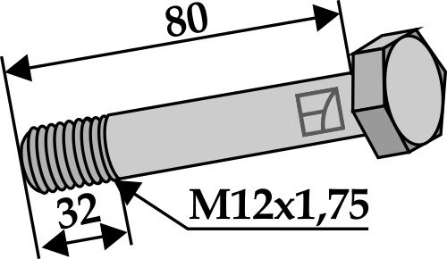 Schraube mit Sicherungsmutter - M12x1,75 - 10.9 geeignet für: Agromet