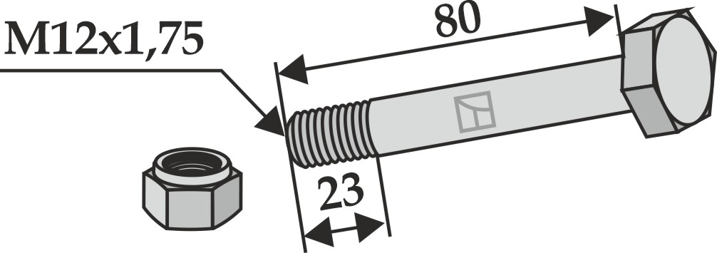 Śruba z łbem sześciokątnym i nakrętki zabezpieczające - M12x1,75