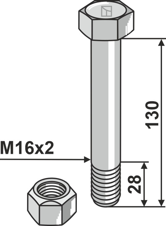 Śruba z łbem sześciokątnym i nakrętki zabezpieczające - M16x2