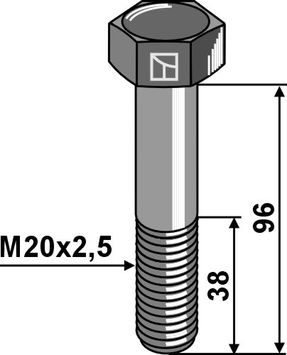 Tornillo - M20x2,5 - 8.8 - galvanizado geeignet für: Kuhn Tornillos, tuercas y elementos de seguridad