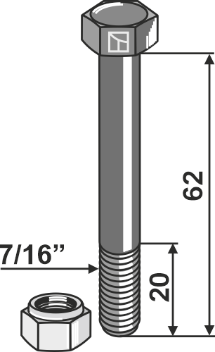 Tornillo con tuerca autoblocante - 7/16''UNF