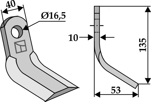 Y-Messer 135x40mm geeignet für: Pircher  Mower-blades, Y-blades, L-blades