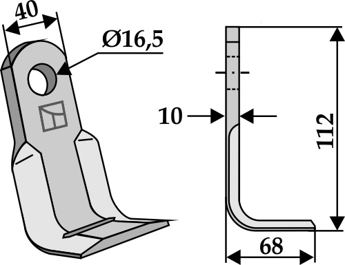 Winkelmesser 112x40mm geeignet für: Pircher  Mower-blades, Y-blades, L-blades